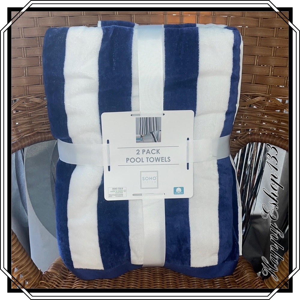 SOHO Living 100% Cotton Beach Pool Stripe Towel 2-Pack